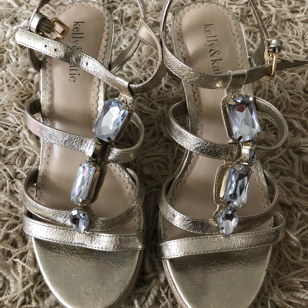 Kelly & Katie gold shoes with gems